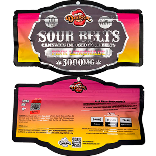Devour Sour Belts Pink Lemonade