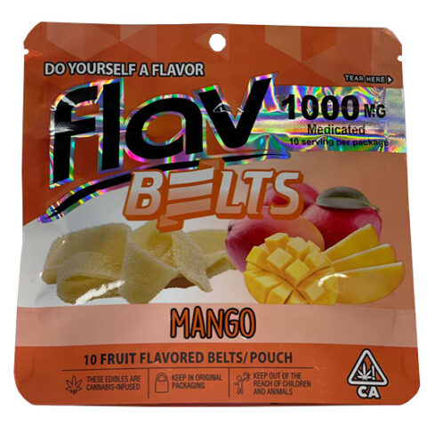 Flav Belts Mango 10 fruit flavored belts CBD THC gummies buy online in usa