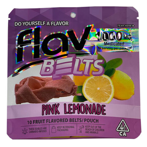 buy Flav Belts Pink Lemonade 10 fruit flavored belts CBD THC gummies online in usa