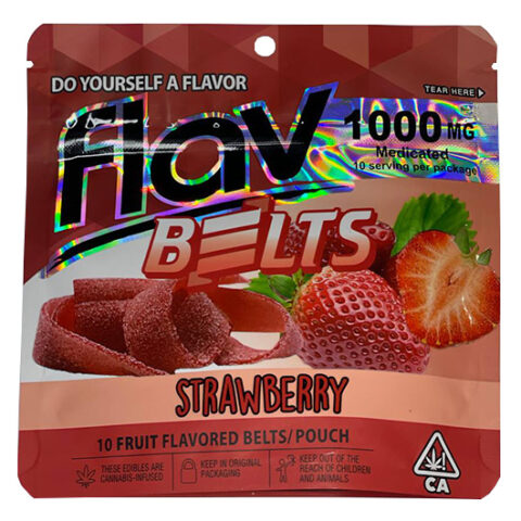 Flav Belts Strawberry 10 fruit flavored belts CBD THC gummies buy online in USA