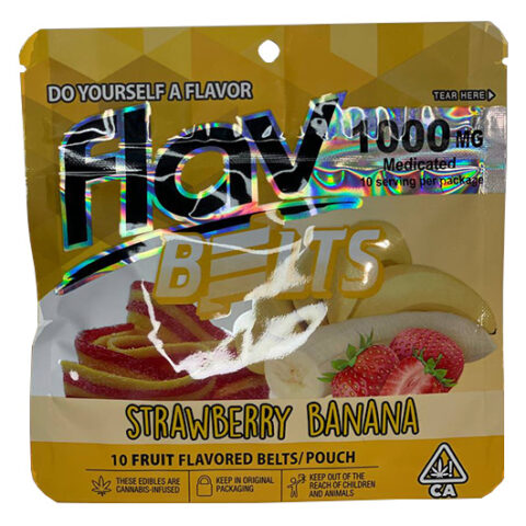 buy Flav Belts Strawberry Banana 10 fruit flavored belts CBD THC gummies online in usa